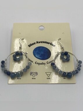 BN Blue Aventurine Beaded Hoop Earrings